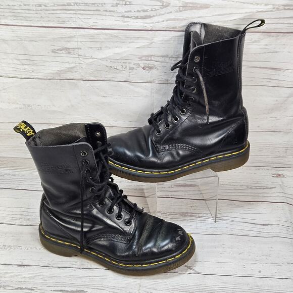 Dr. Martens 1490 Boots US Size M-5 / W-6 Black Leather Lace Up Combat AirWair main image 4